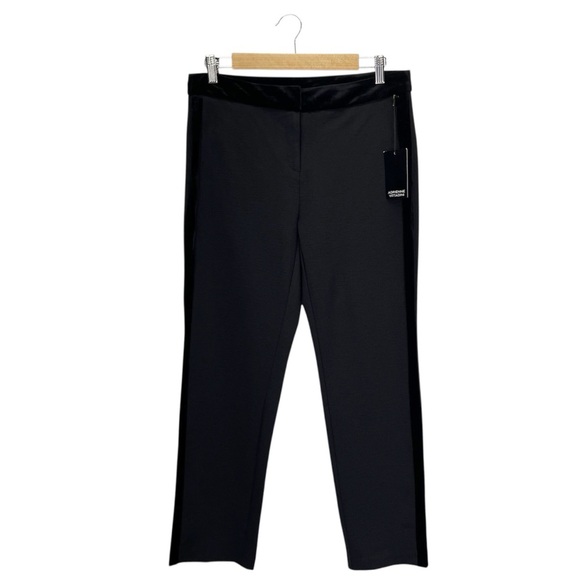 Adrienne Vittadini Tuxedo Trousers Size 10 Cropped Velvet Trim Black Pants NWT - Picture 7 of 7